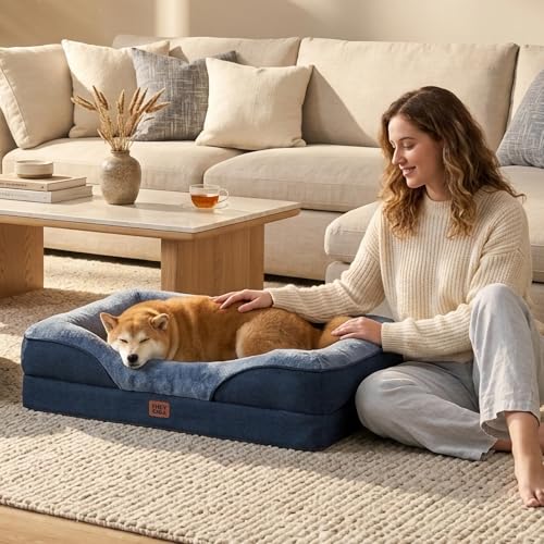 Orthopedic Dog Bed for Medium Dog (Navy / 35x22x6.5)
