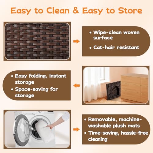 Handwoven Rattan Cat House (Brown)