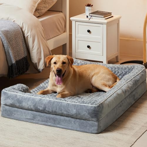 Orthopedic Washable XL Dog Bed for Senior Dog Cozy Sleep (42.0"l X 30.0"w X 7.0"th / Grey)