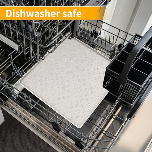 Dog Food Mat Anti (11.8"L x 11.8"W / Cream)