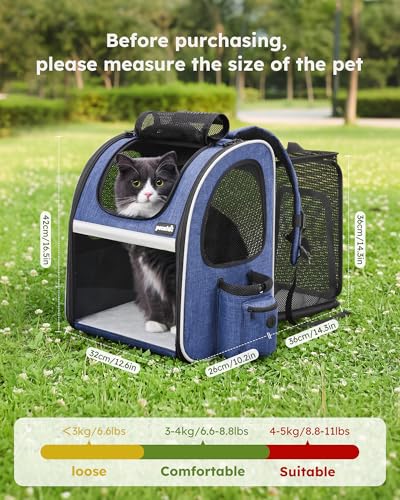 Cat Backpack Visiable (Blue / 12.6"L x 10.2"W x 16.5"H)