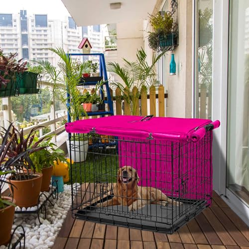 Dog Crate Cover 48 Inch Waterproof 600D Oxford with 1 (48.0"L x 30.0"W x 33.0"H / Pink Cover(only Cover))
