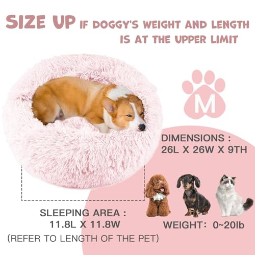26in Covered Medium Dog Bed with Blanket Attached Calming Burrow Pink (26.0"L x 26.0"W x 9.0"Th / Pink)