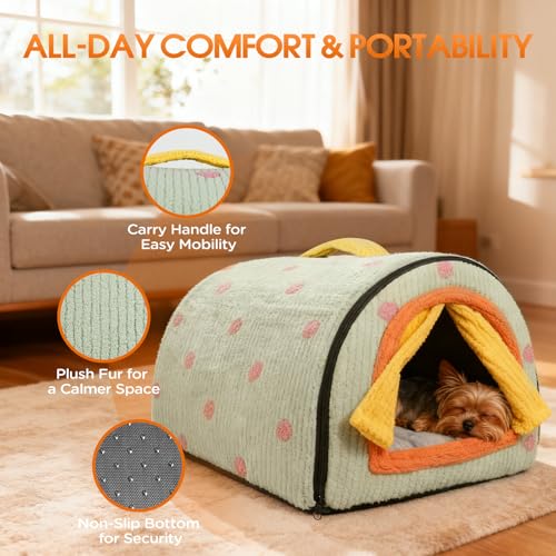Dog House Indoor for Small Dogs & Cats (Green / S-16x14x10")