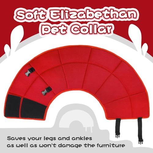 Dog Cone Collar Soft Cone for Medium Dogs After Surgery Adjustable Elizabethan Collar for Dogs to Stop Licking Wounds (Red / M(Neck Girth:11.02"-14.17"))