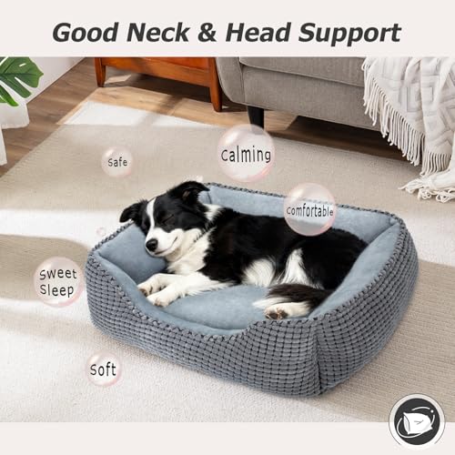 Dog Bed for Large Medium Small Dogs (Grey / M(25’’x 21’’x 8’’))