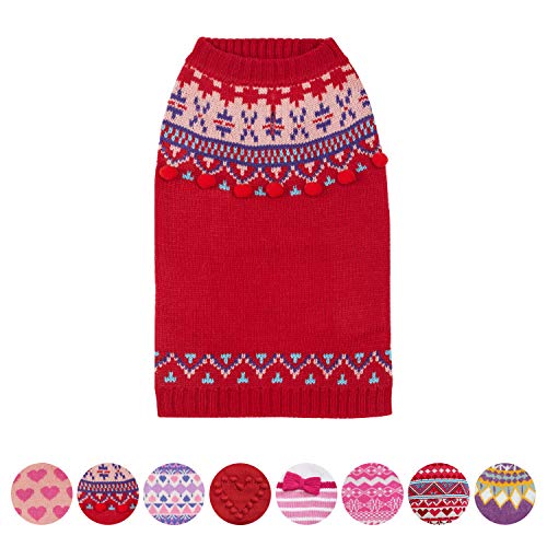 Icelandic Lopi Pullover Dog Sweater in Holiday Red (8 inch (Pack of 1) / Holiday Red)