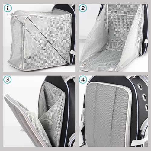 Expandable Cat Backpack Carrier for Large Cats & Small Dogs (Dual Expandable-Black)