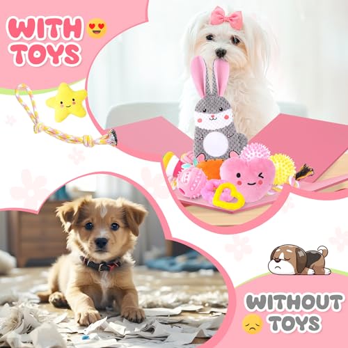 23 Pack Pink Puppy Toys for Teething (23 Pack (Cute-Bunny))