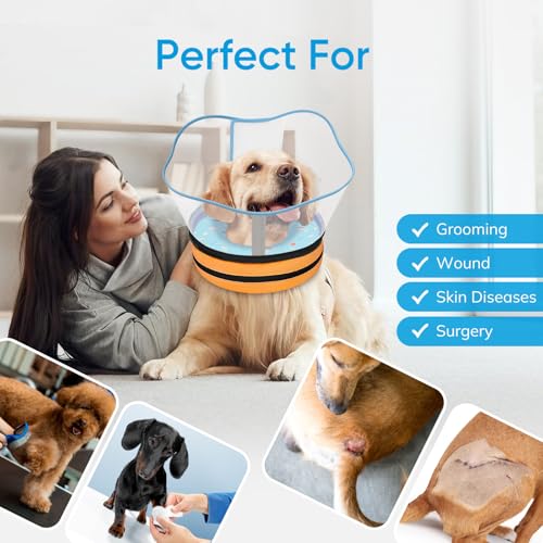 Sponge Dog Cone Collar Stop Licking After Surgery (DonutBlue / M(Neck 8.5"-11.5"))