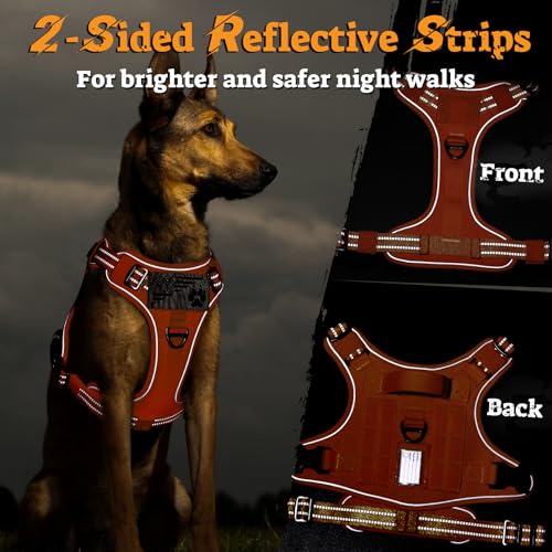 Tactical Dog Harness for Small Dogs (S(Chest:16.1"-31.5",Neck:15.4"-21.6",Back:7.1") / Orange)