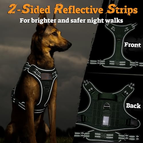 Tactical Dog Harness for Small Dogs (S(Chest:16.1"-31.5",Neck:15.4"-21.6",Back:7.1") / Green)