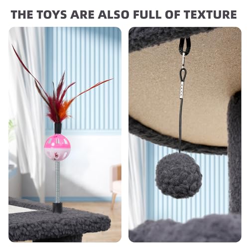 Cat Tree with Cat Condo Scratch Posts Scratch Tablet and Big Hammock (60.2'' Grey)