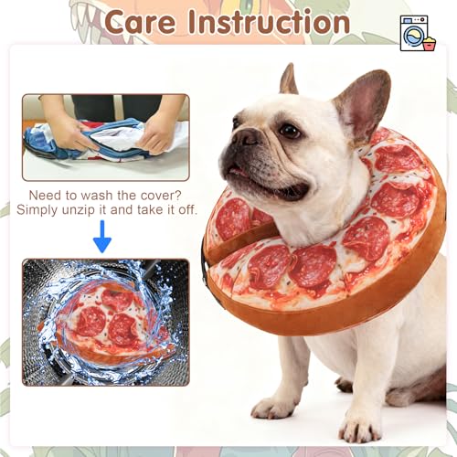 Dog Cone Collar Alternative After Surgery (Pizza / L(Neck:16"-18"))