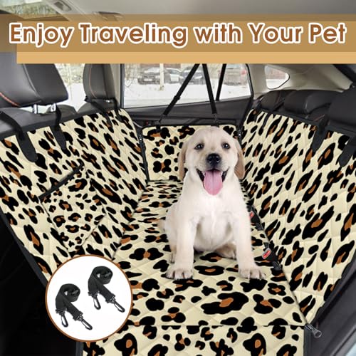 Waterproof Dog Car Seat Cover for Back Seat (Leopard,Black / Small,Standard)