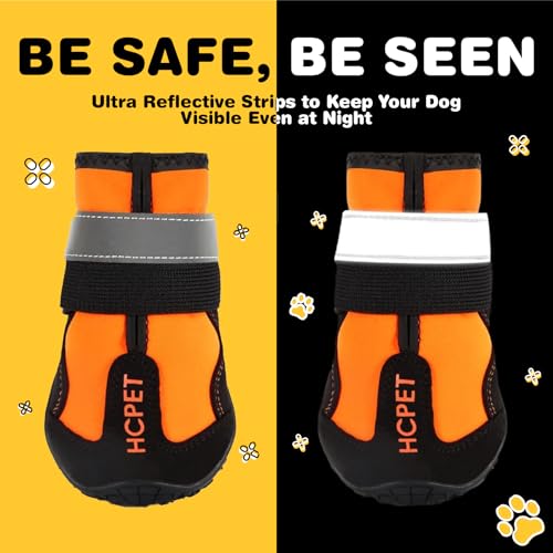 Dog Boots Dog Shoes for Large Dogs (Orang / Width 1.77 in)
