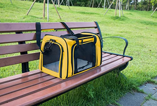 Soft Sided Carrier for Small Medium Cats Dogs (17.0"L x 11.0"W x 11.0"H / Yellow)