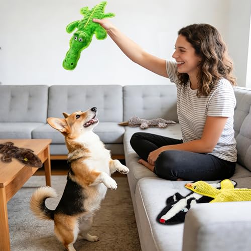 No Stuffing Dog Squeak Toys (Black, dark brown, green, yellow, coffee)