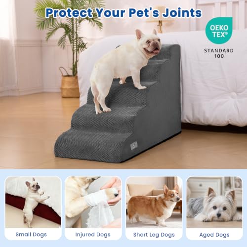 Dog Stairs for High Beds 22.4" H (Grey)