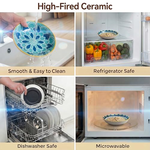 Ceramic Cat Food Bowls 6 Pack (Floral - Pads Attached)