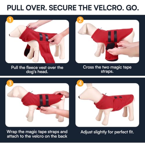 Cat Sweater Soft Fleece Dog Vest Warm Dog Jacket with Leash Hole (Red / XX-Small)