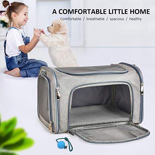 Large Cat Carriers Dog Carrier Pet Carrier for Cats Dogs Puppies up to 25Lbs (20.0"L x 13.0"W x 13.0"H / Grey)
