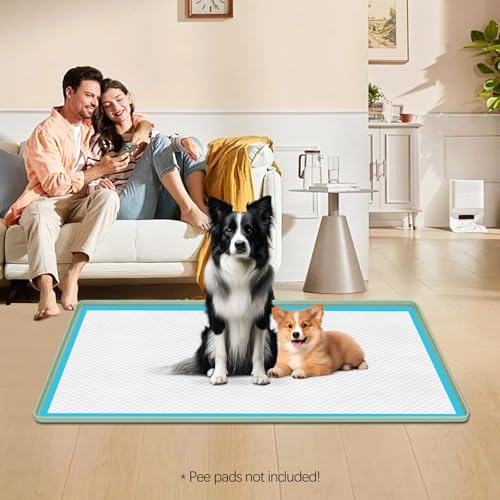 Pee Pad Holder for Dogs 51''x25.6'' Silicone Puppy Pee Pad Tray (Green)