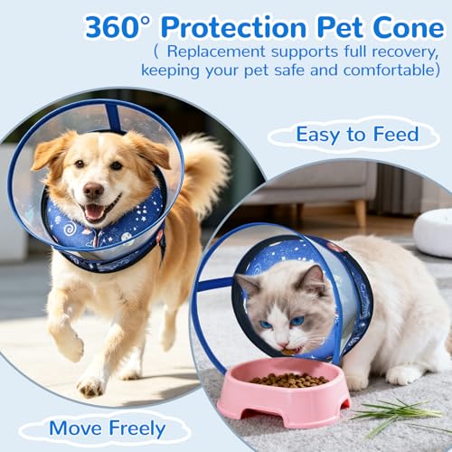Inflatable Dog Cone Collar with Anti (Starry Sky / M(Neck:6.5-9''))