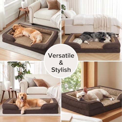 Jumbo Orthopedic Dog Bed for Extra Large Dogs (XL-PLUS (45"x 32"x 7.5") / Dark Brown)