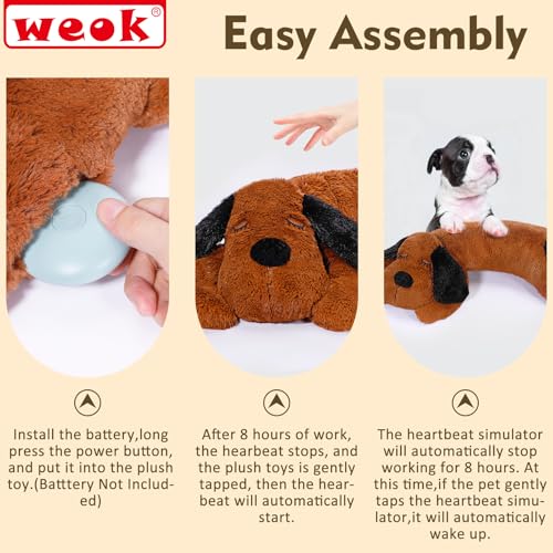 Puppy Heartbeat Toy for Separation Anxiety Relief (BROWN++++)