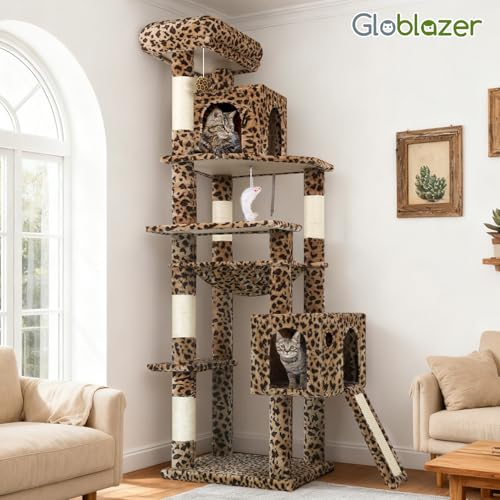 F70 Pro Leopard Heavy Duty Cat Tree Tower for Indoor Large Cats (70inch / Leopard Print)