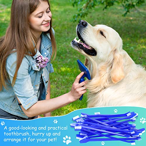 80 Pcs Dog Tooth Brush Dual Headed Pet Toothbrush (Dark Blue)