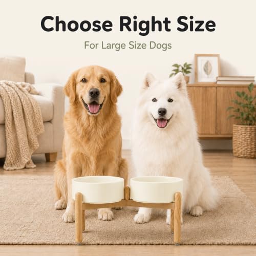 Ceramic Dog Bowls Elevated (Light Yellow)