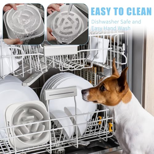 Slow Feeder Dog Bowls for Medium Dogs & Cats (Medium / Grey)