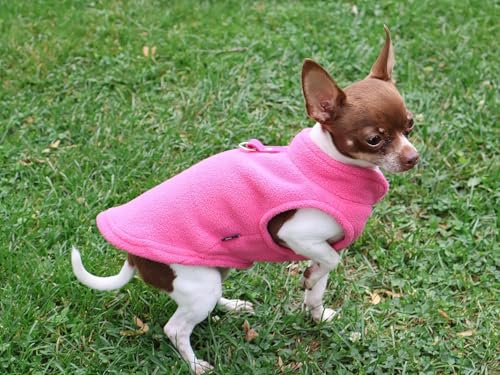 Dog Fleece Vest Sweater with Leash Ring (S (4-6lbs) / Pink)