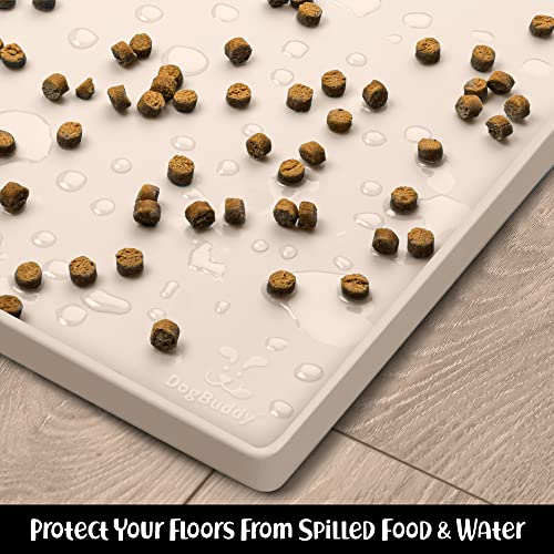 Dog Food Mat Waterproof Dog Bowl Mat for Food and Water (Small: 19" x 12" / Vanilla)