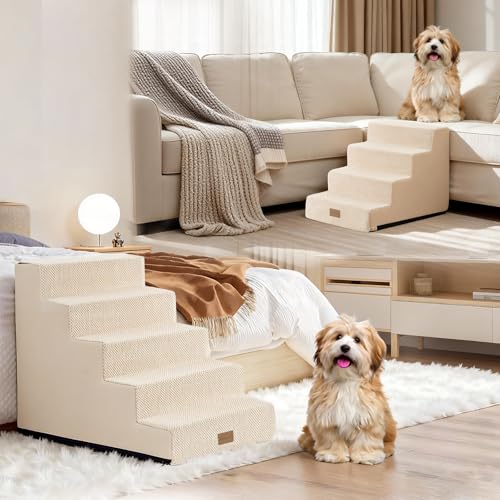 Dog Stairs for Small Dogs (Beige / 17.7x30x23.6 inch)