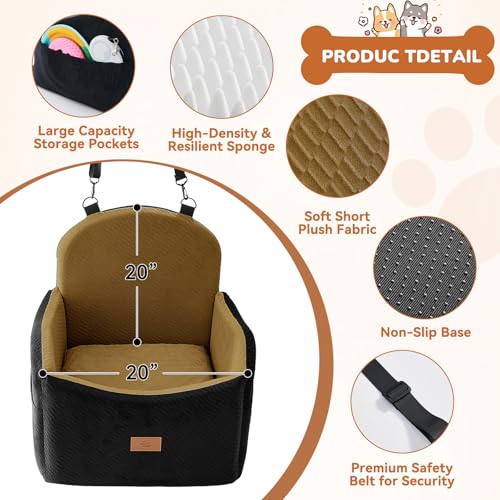 Dog Car Seat for Medium (Black/Brown)