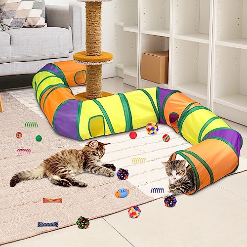 Interactive Cat Toys for Indoor Cats Kitten (Extra Large Cat Tunnel Toy Set)