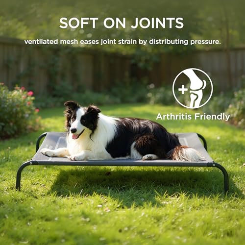 Outdoor Elevated Cooling Dog Bed Large Sized Dog (Khaki / 49"L x 31.5"W x 8"Th)