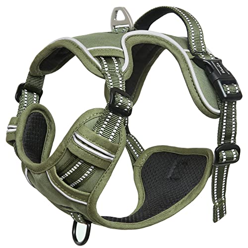 Dog Harness Dog Harness for Small Medium Large Dogs No Pull Adjustable Padded Reflective Harness with Handle for Walking Training (S / Green)