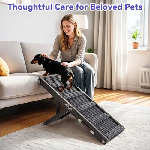 2026 Upgraded Small Dog Ramp for Couch Foldable (C-black / 80×30cm-for couch)