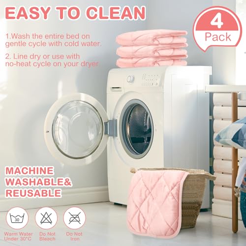 4 Pack Self Heating Cat Pad Self Warming Dog Mat Reflects Body Heat Extra Warm Thermal Pet Pad Washable Dog Cat Bed Crate Bed Mat Blanket (16 x 20 Inch / Pink)
