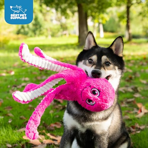 Interactive Squeaky Dog Chew Toy (Octomutant (Fuchsia) / Large)