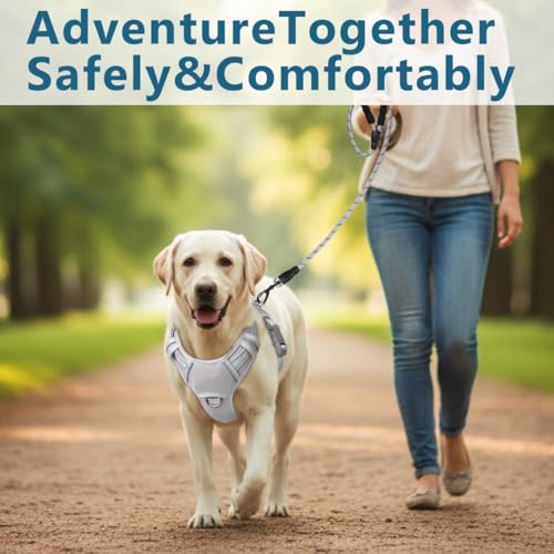 No Pull Dog Harness for Large Dogs (Large(Chest:24.5-32.5") / Grey)