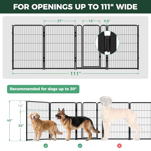 Dog Gate Extra Wide Adjustable for Openings Up to 111" (Black / Up to 111" W【3 Panels + 1 Door】 / 40"H)