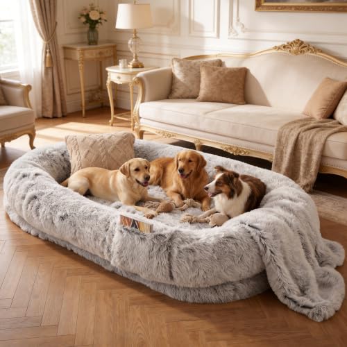 Grey Human Dog Bed (Grey)