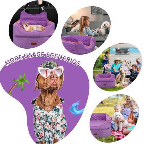 Dog Car Seat for Small Dogs Up to 25 lbs with 6 (Purple)