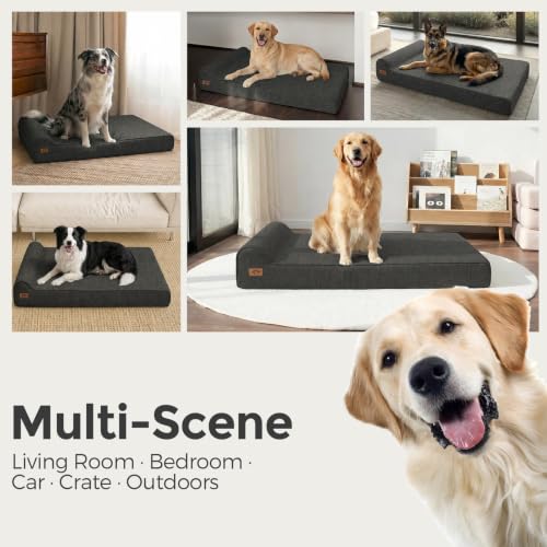 7" Thick Orthopedic Dog Beds for Extra Large Dogs (XX-Large / Style B-Black)