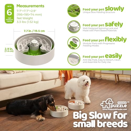 Slow Feeder Dog Bowl for Puppies with Non (M / Light Green)